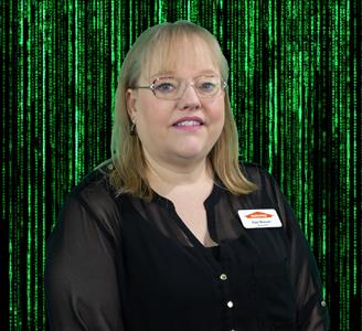 female employee with blond hair wearing a black SERVPRO shirt